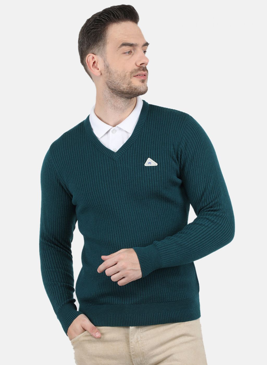 Men Green Solid Pullover