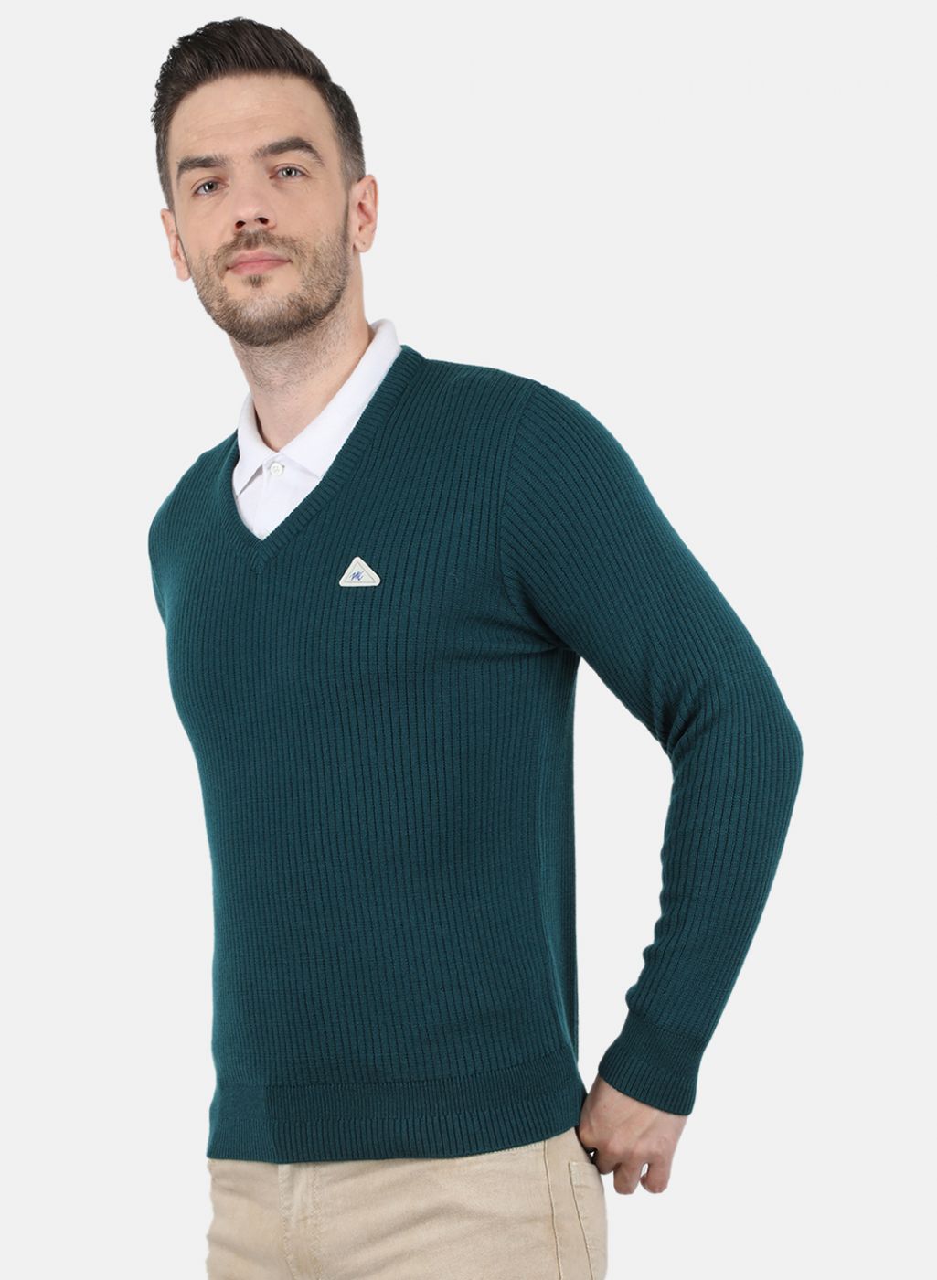 Men Green Solid Pullover