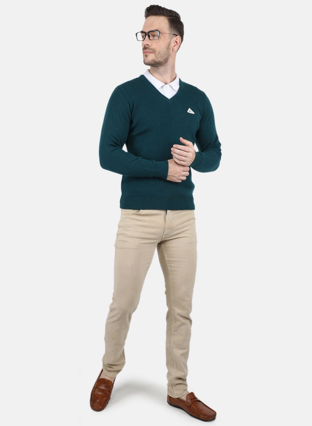 Men Green Solid Pullover