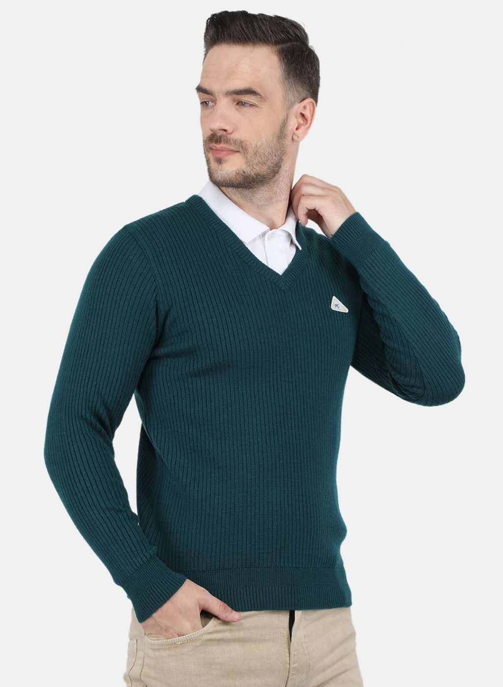 Men Green Solid Pullover