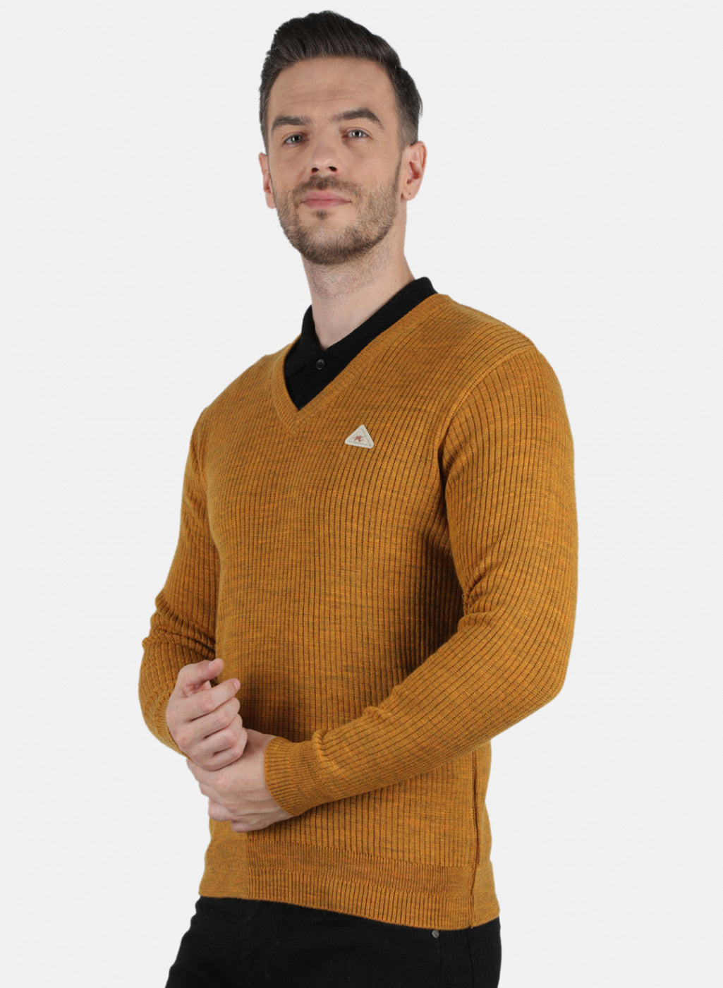 Men Yellow Solid Pullover