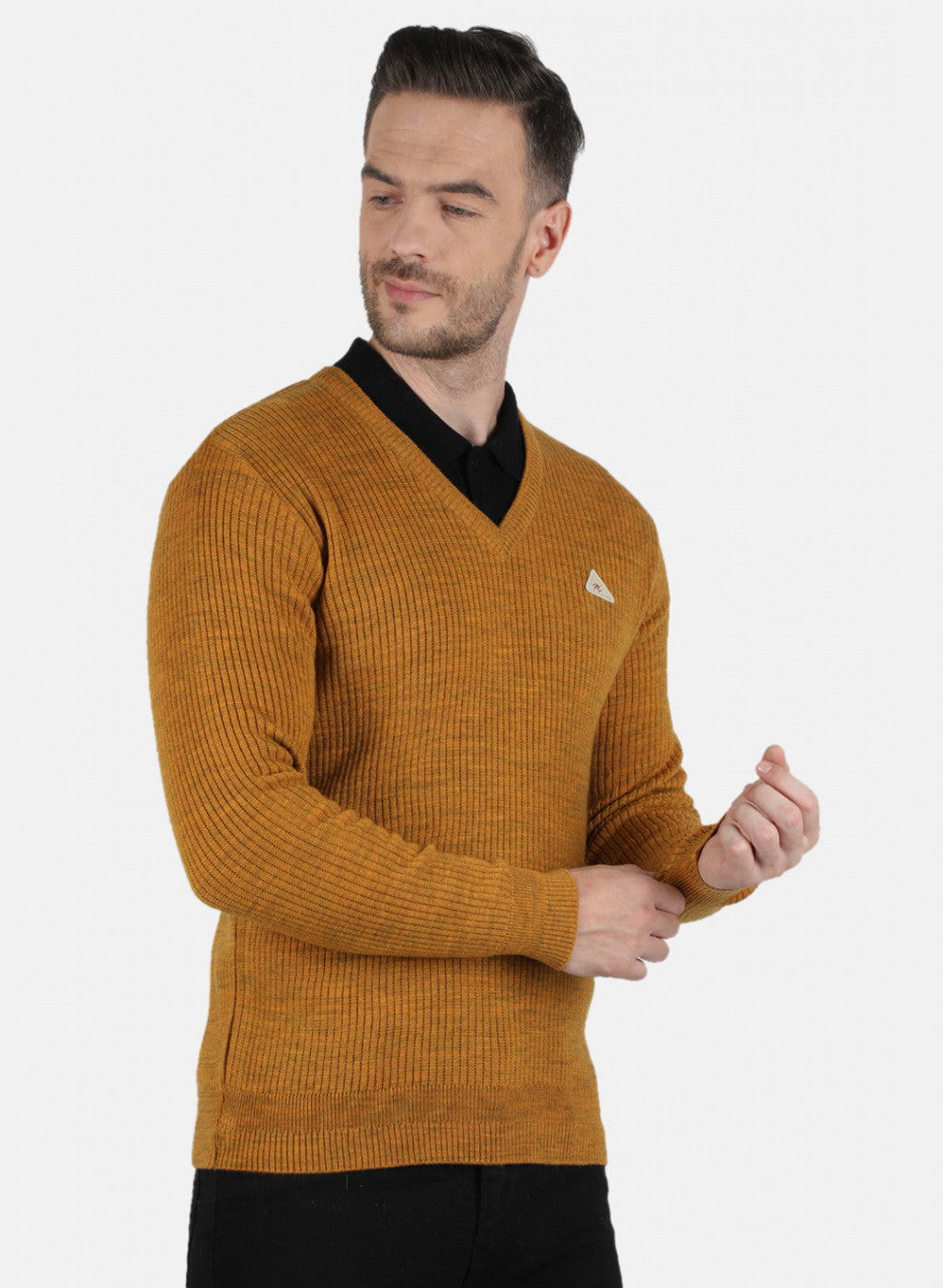 Men Yellow Solid Pullover