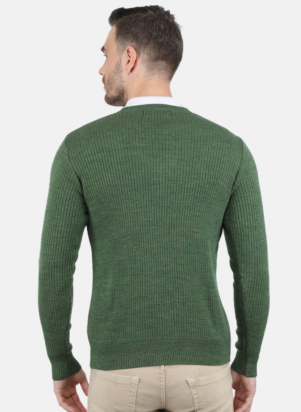 Men Olive Solid Pullover