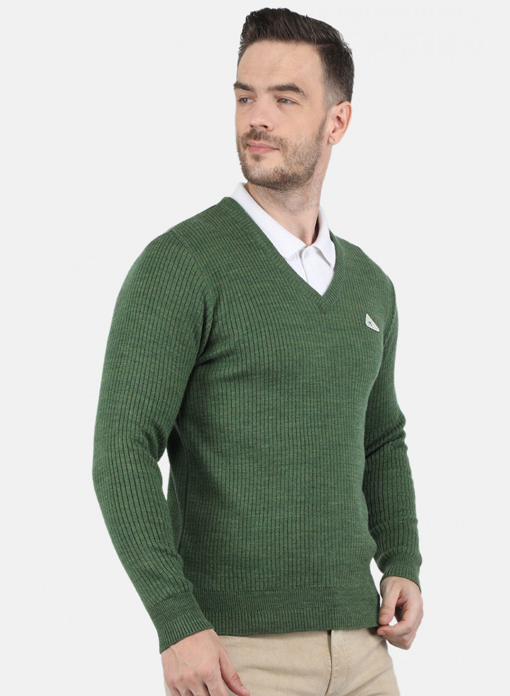 Men Olive Solid Pullover