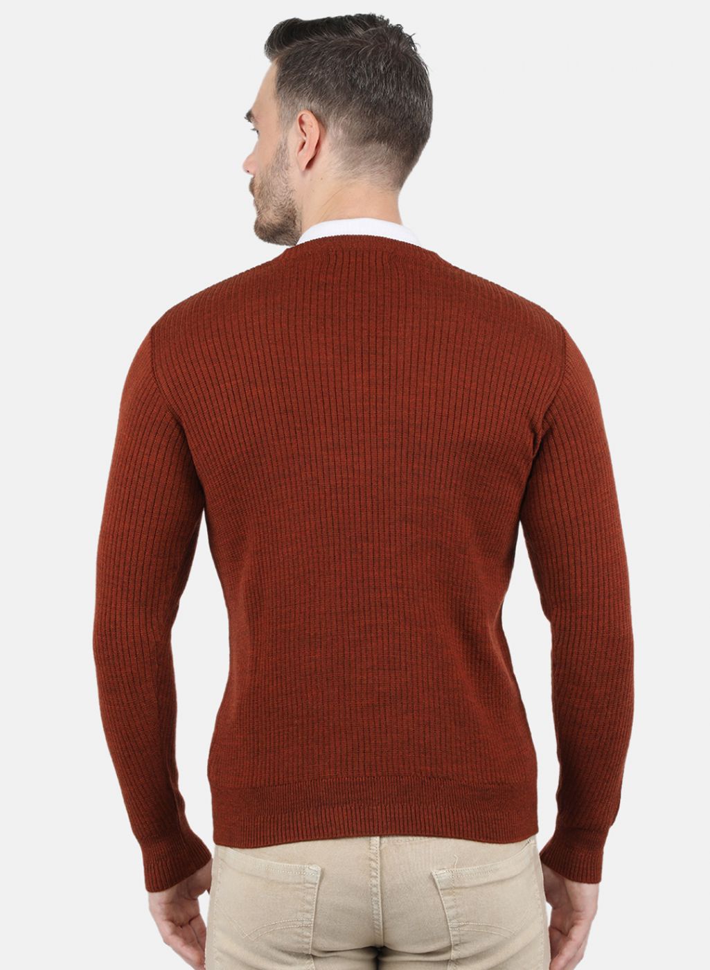 Men Brown Solid Pullover