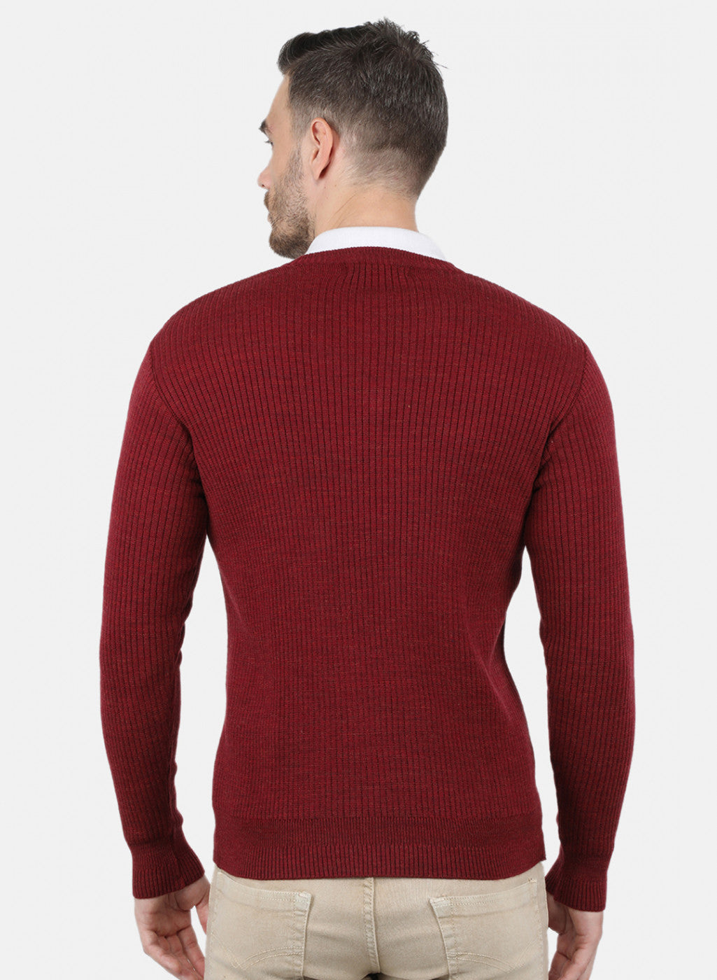 Men Maroon Solid Pullover