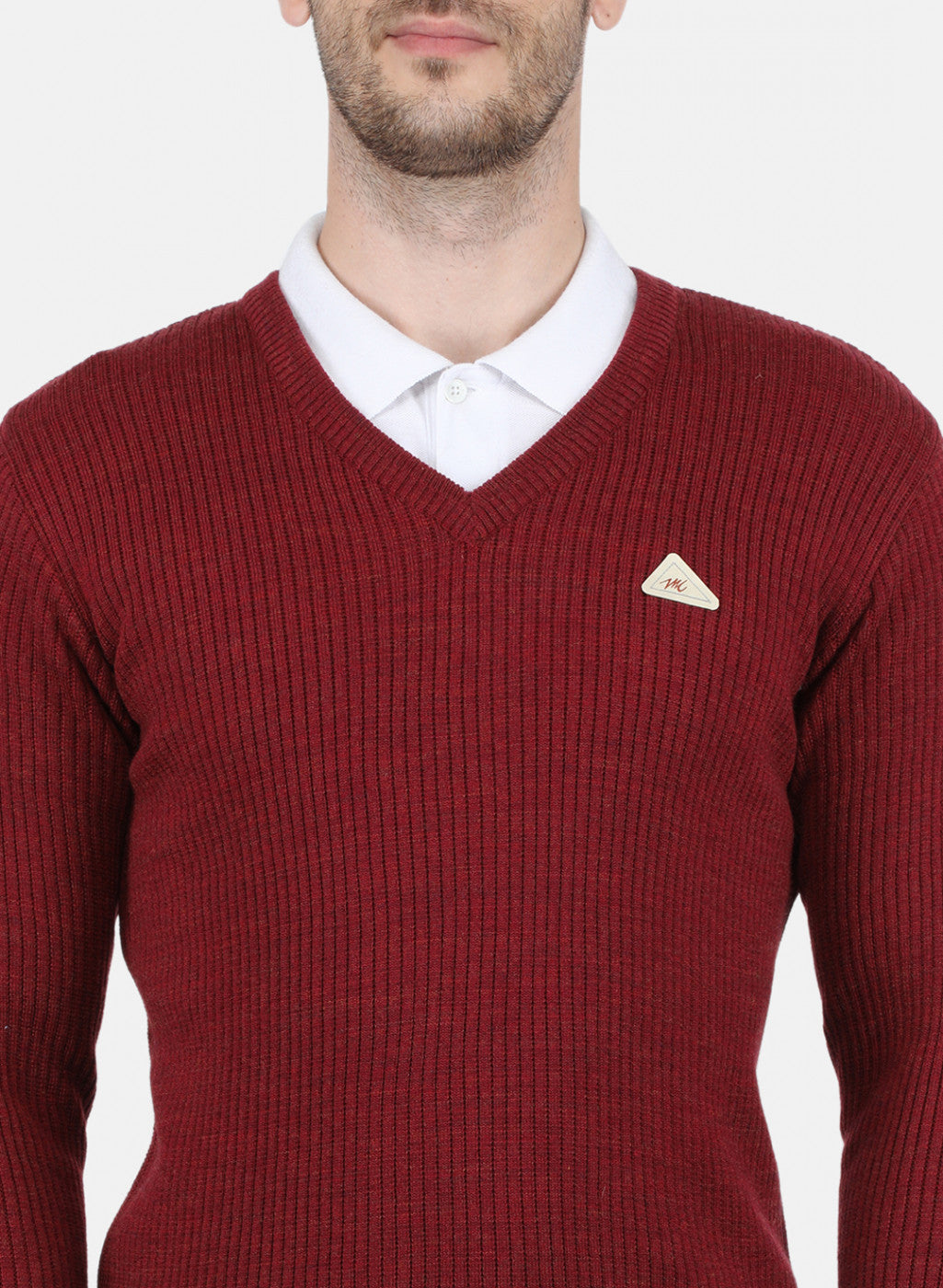 Men Maroon Solid Pullover