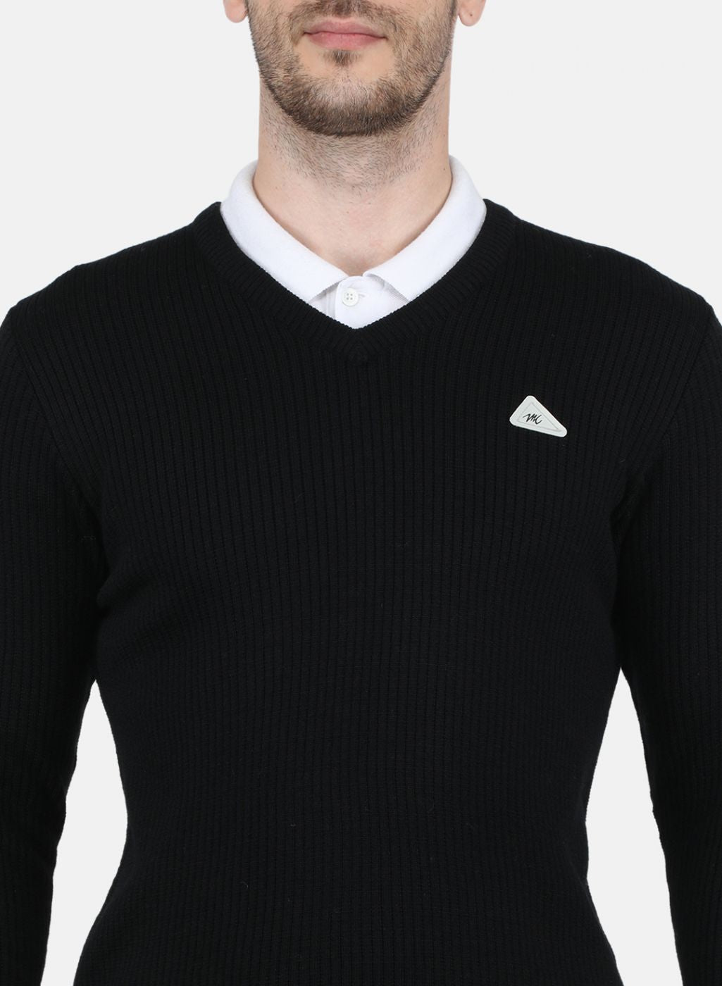 Men Black Solid Pullover