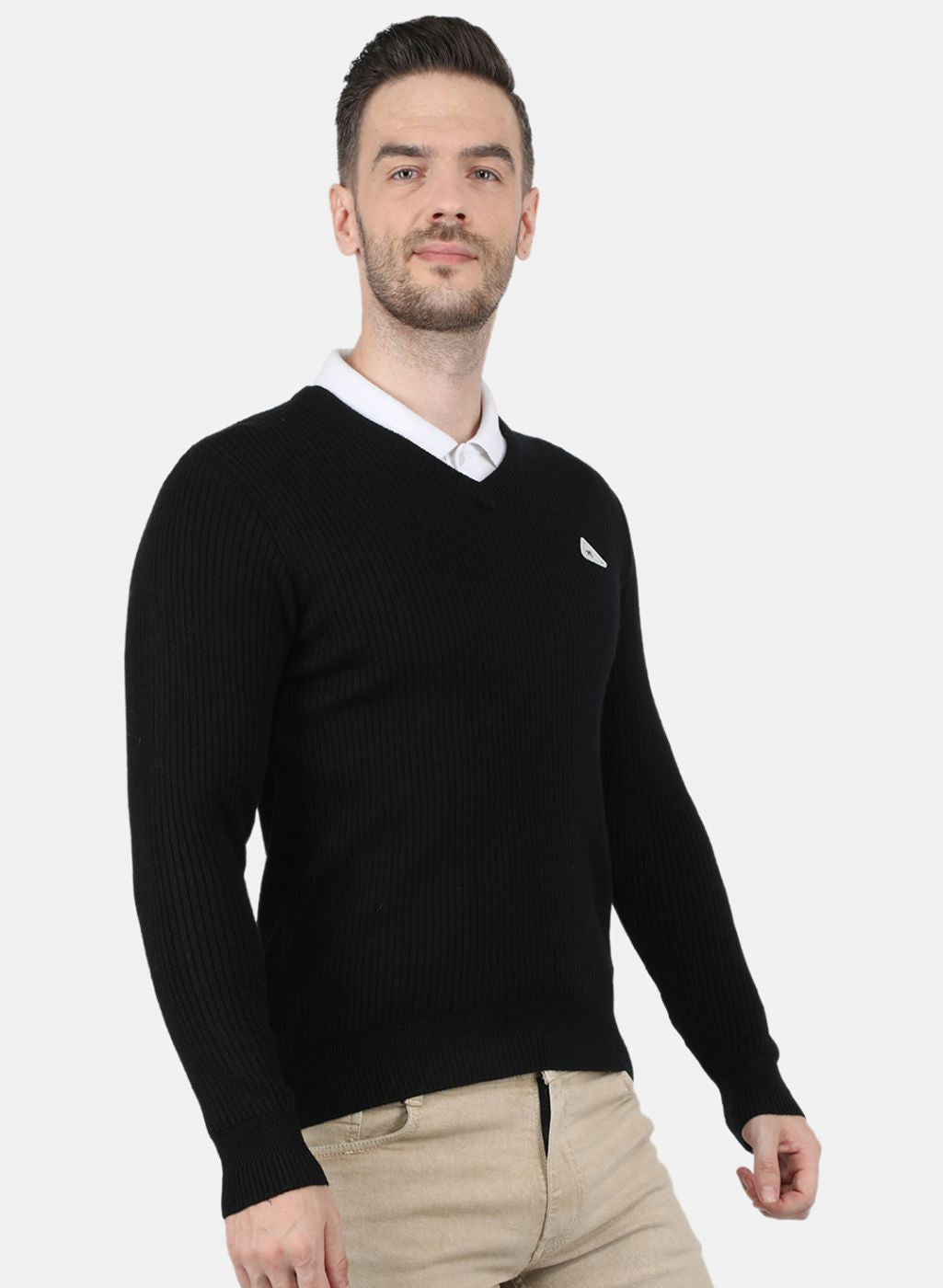 Men Black Solid Pullover