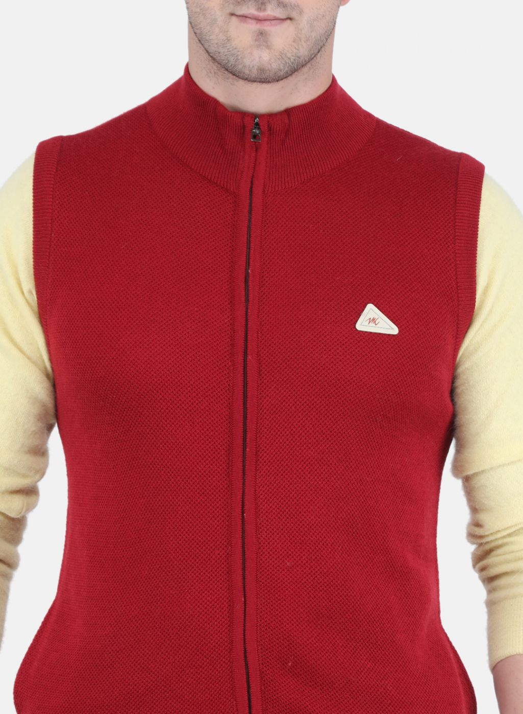 Men Maroon Self design Sweater