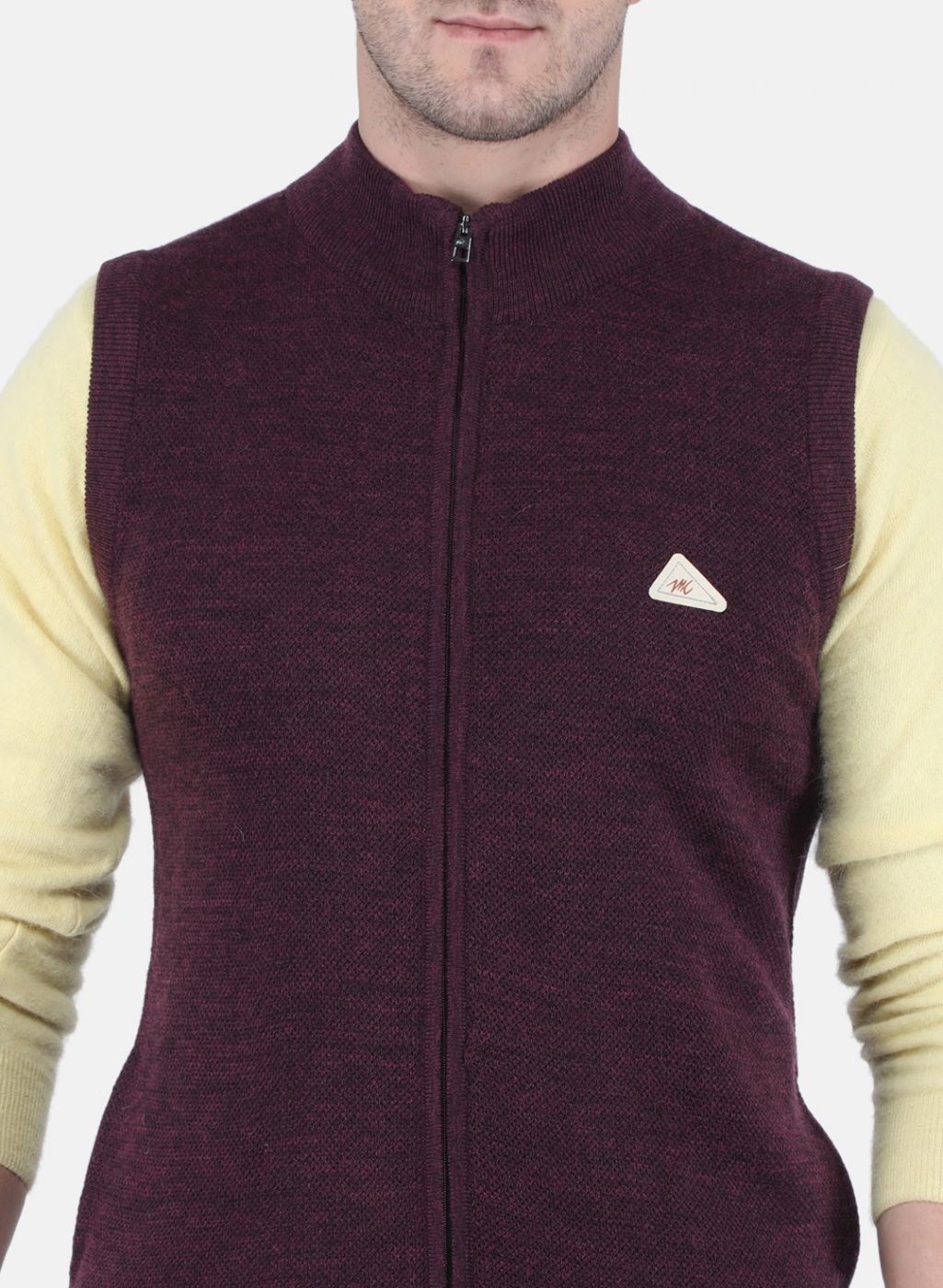 Men Maroon Self design Sweater