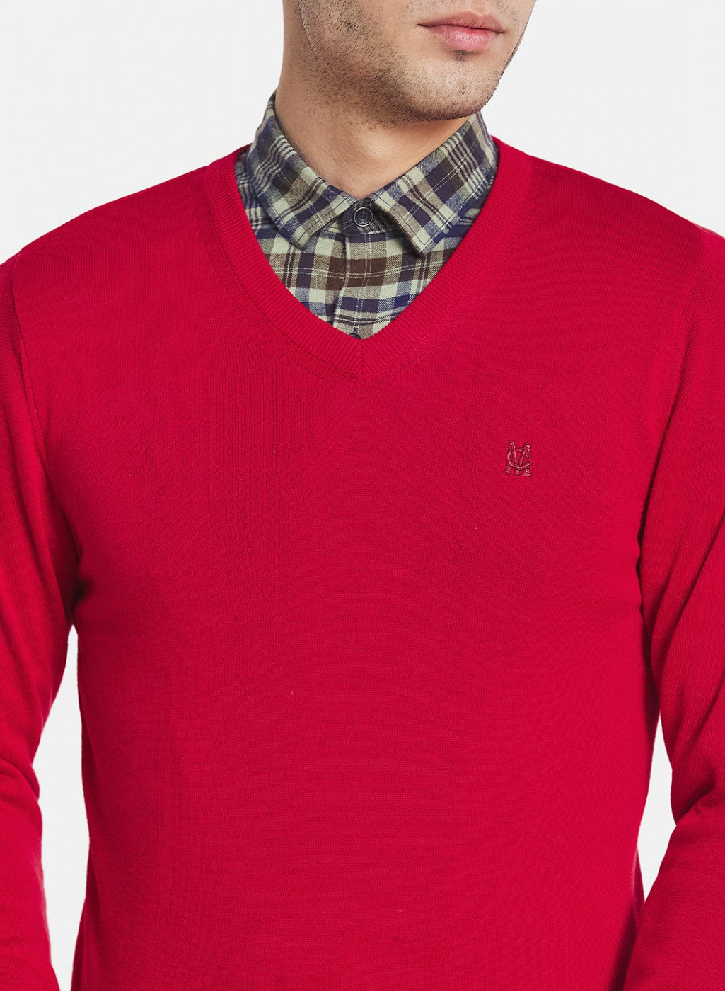 Men Red Solid Pullover