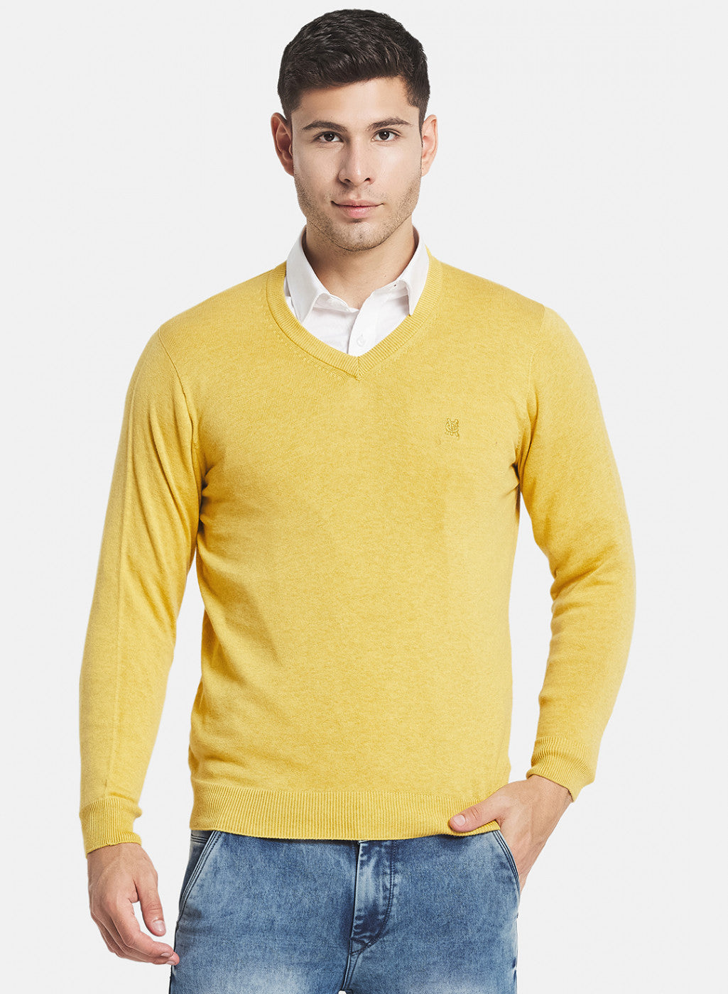 Men Yellow Solid Pullover