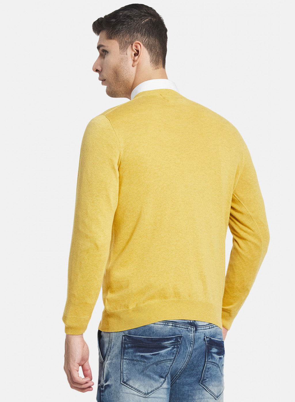 Men Yellow Solid Pullover