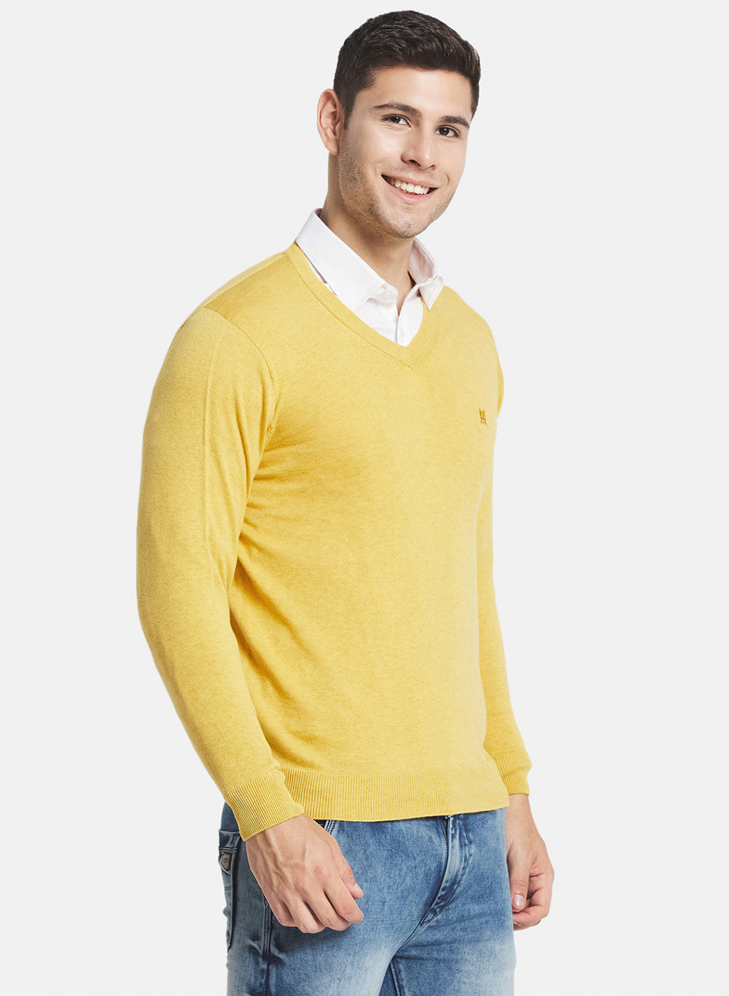 Men Yellow Solid Pullover