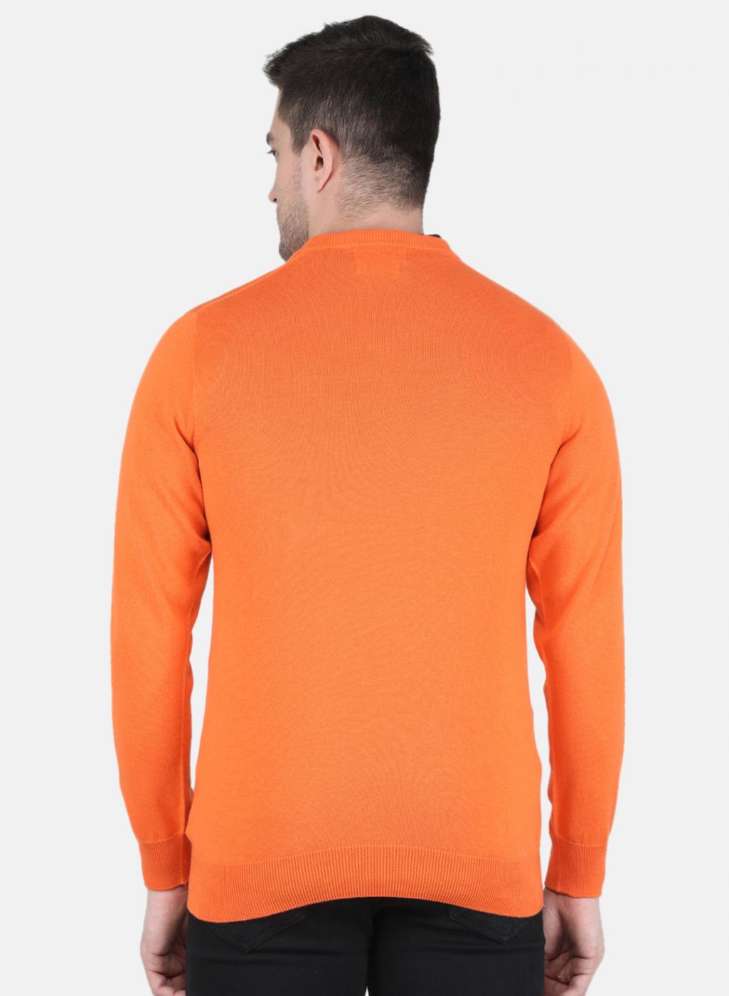 Men Orange Solid Pullover