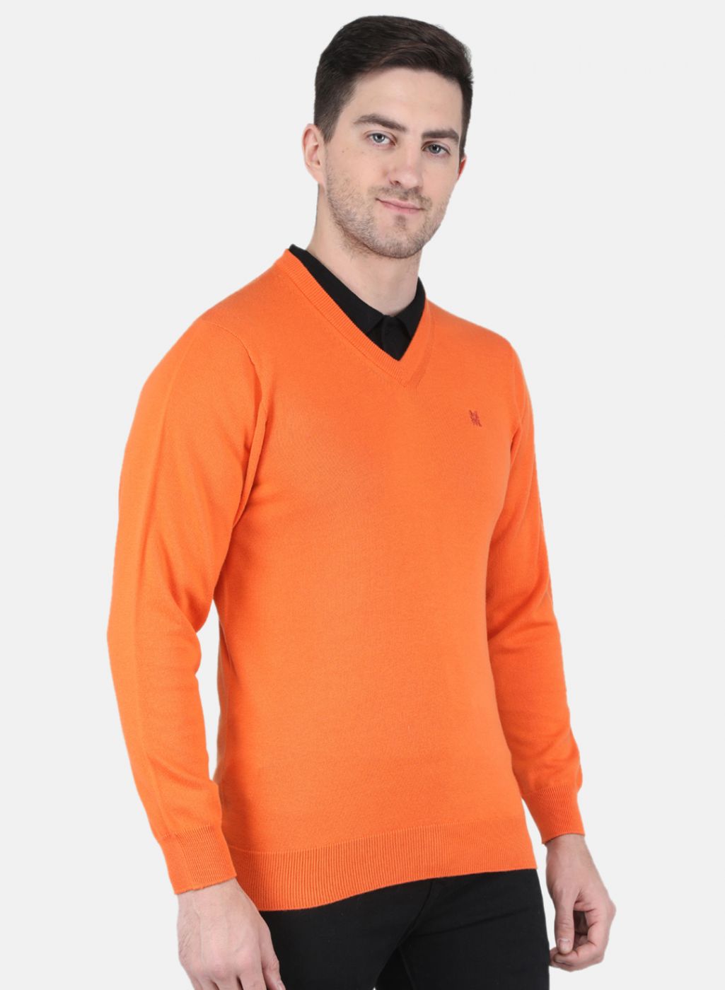 Men Orange Solid Pullover