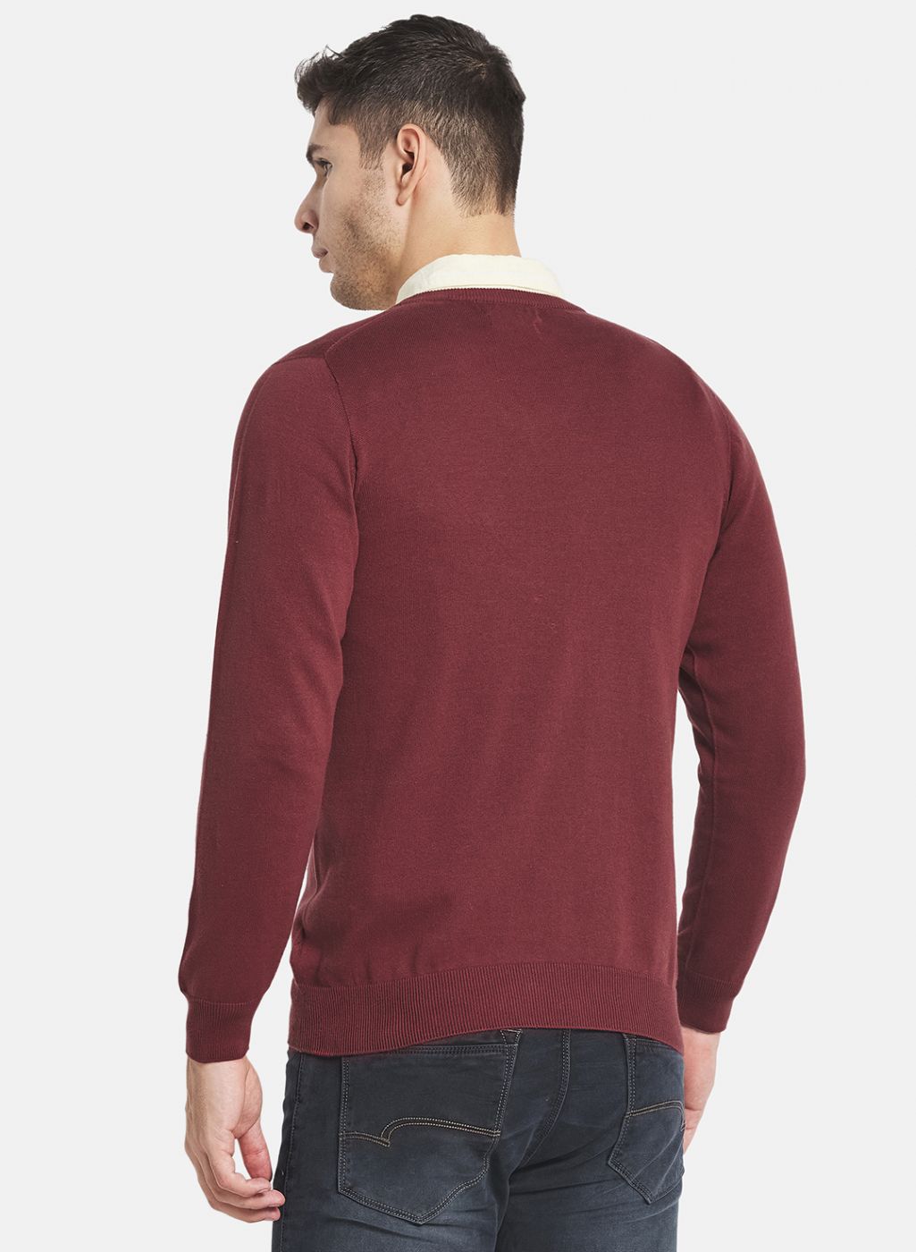 Men Brown Solid Sweater