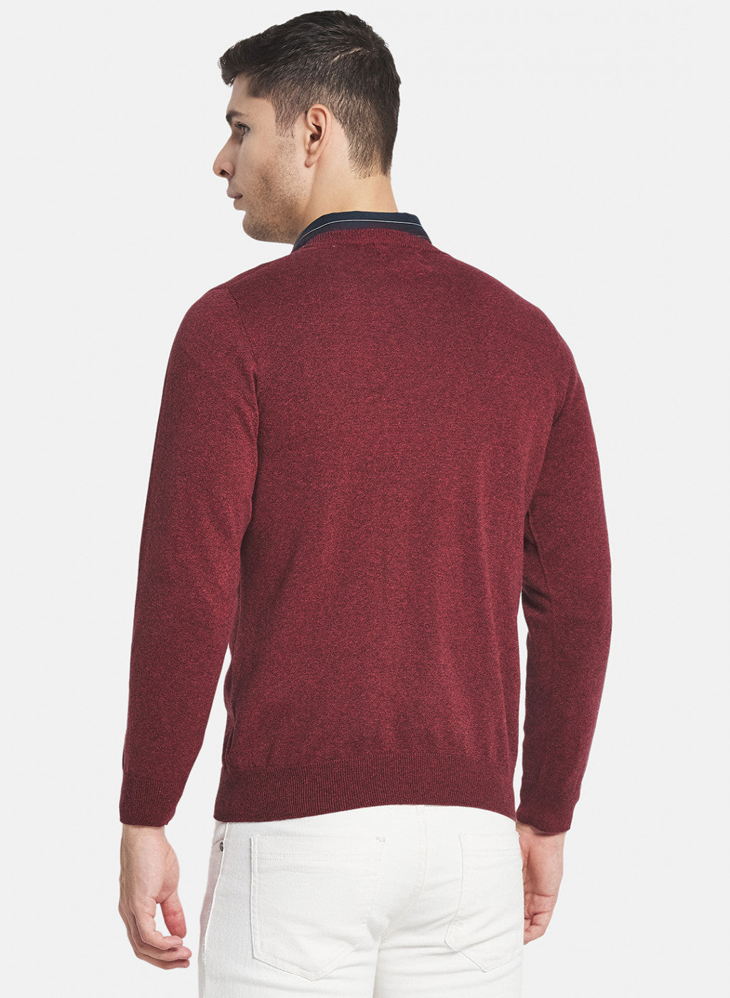 Men Red Solid Pullover