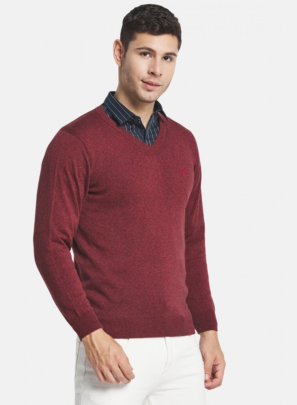 Men Red Solid Pullover