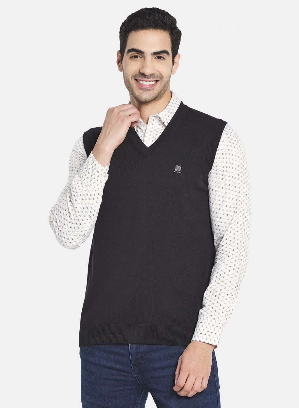 Men Black Solid Sweater