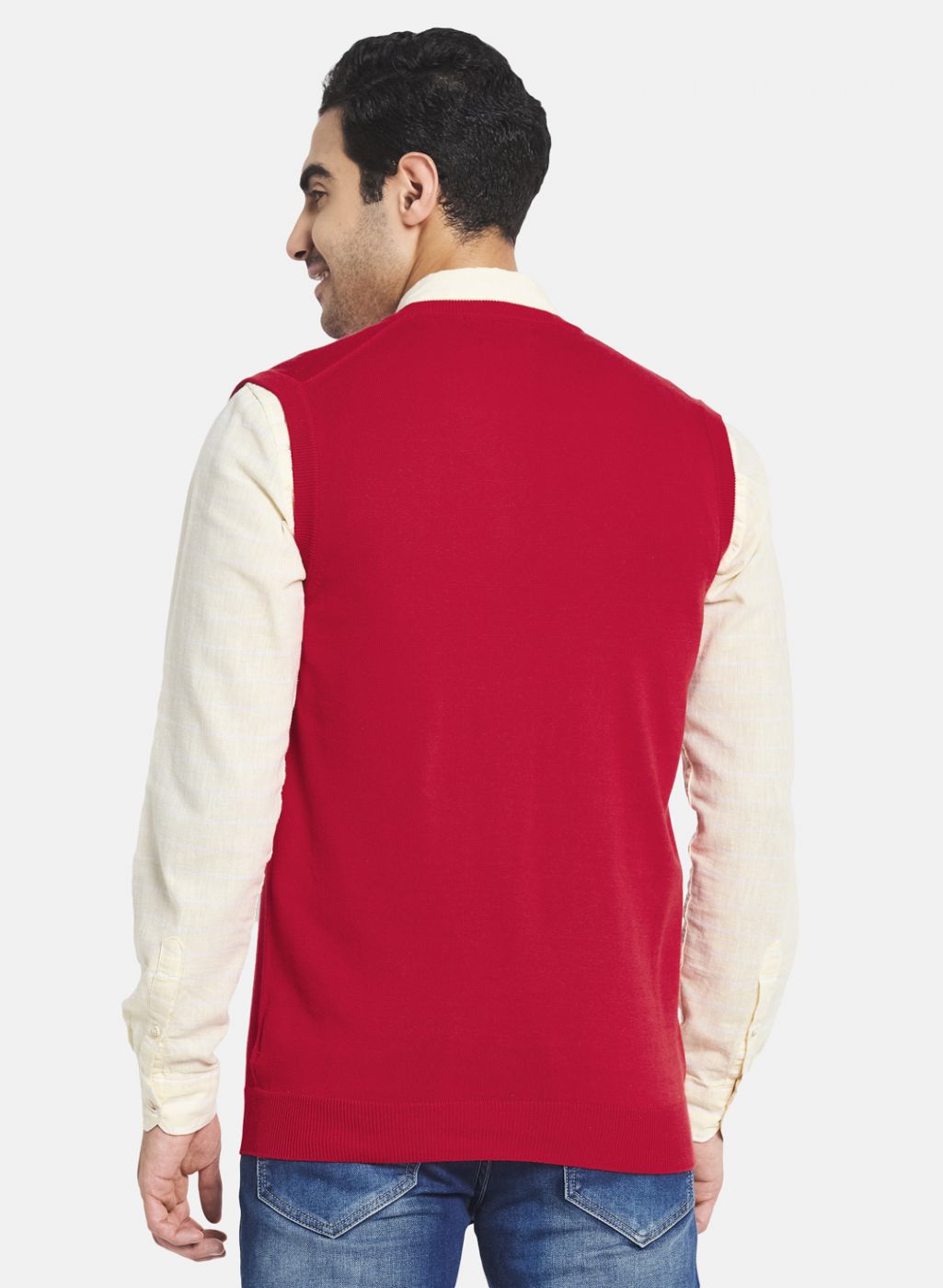 Men Red Solid Sweater