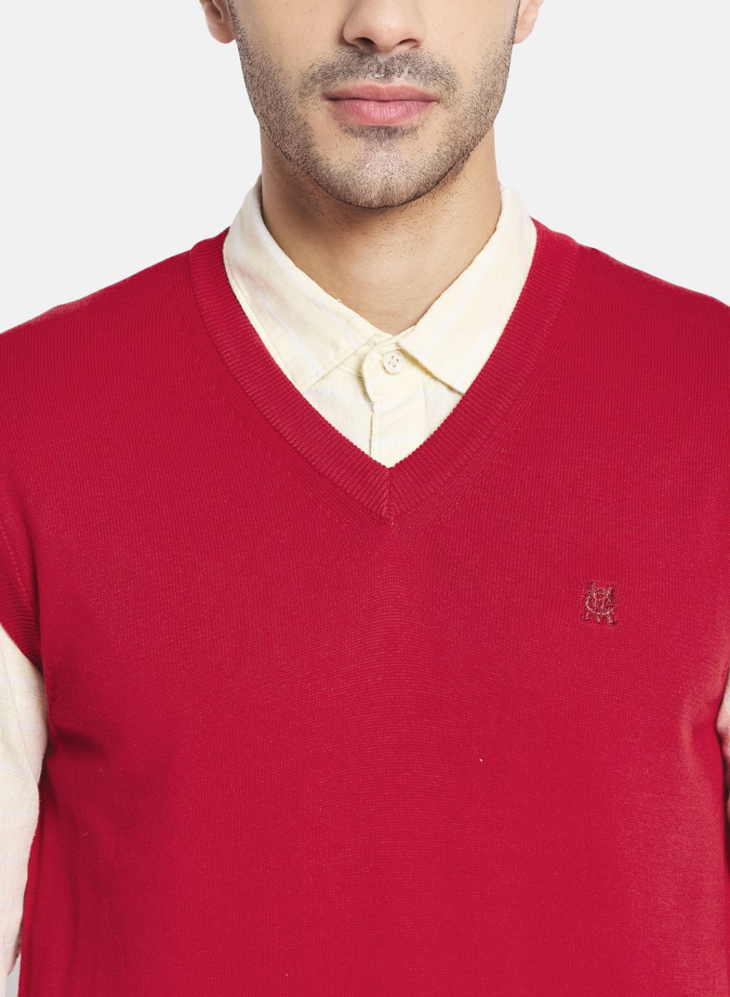 Men Red Solid Sweater