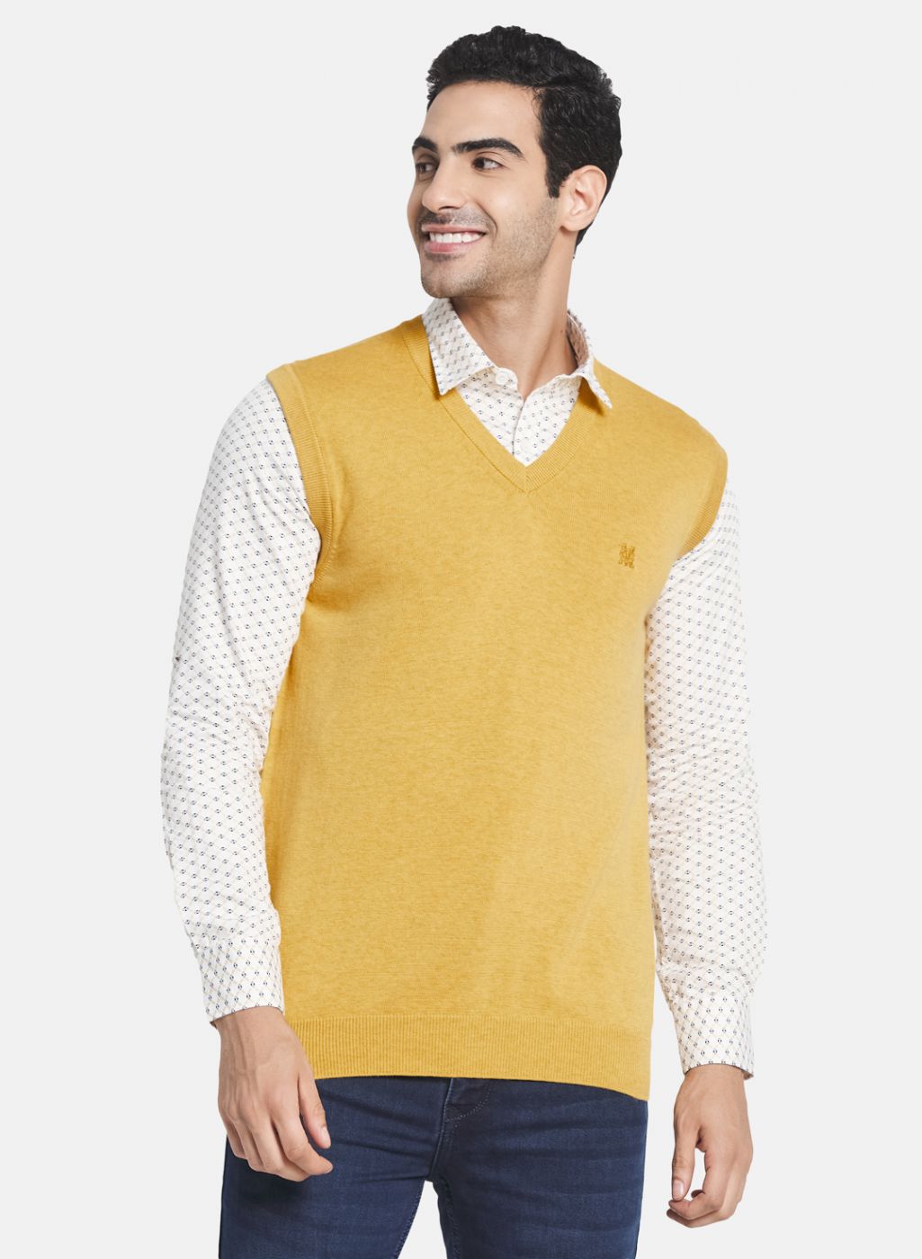 Men Yellow Solid Sweater