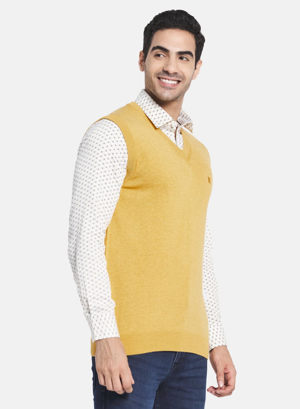 Men Yellow Solid Sweater