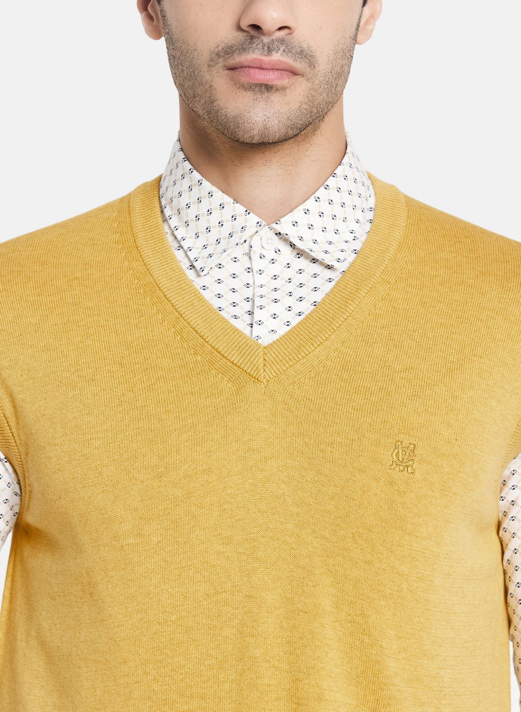 Men Yellow Solid Sweater