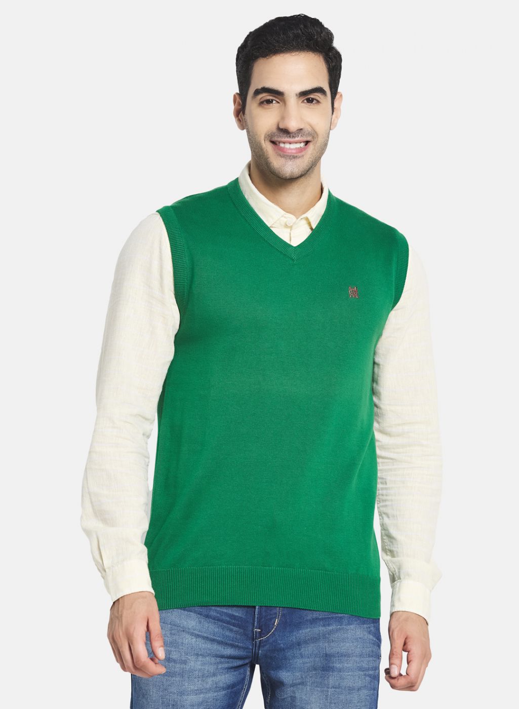 Men Green Solid Sweater