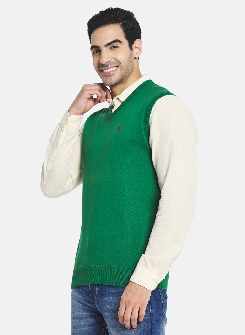 Men Green Solid Sweater