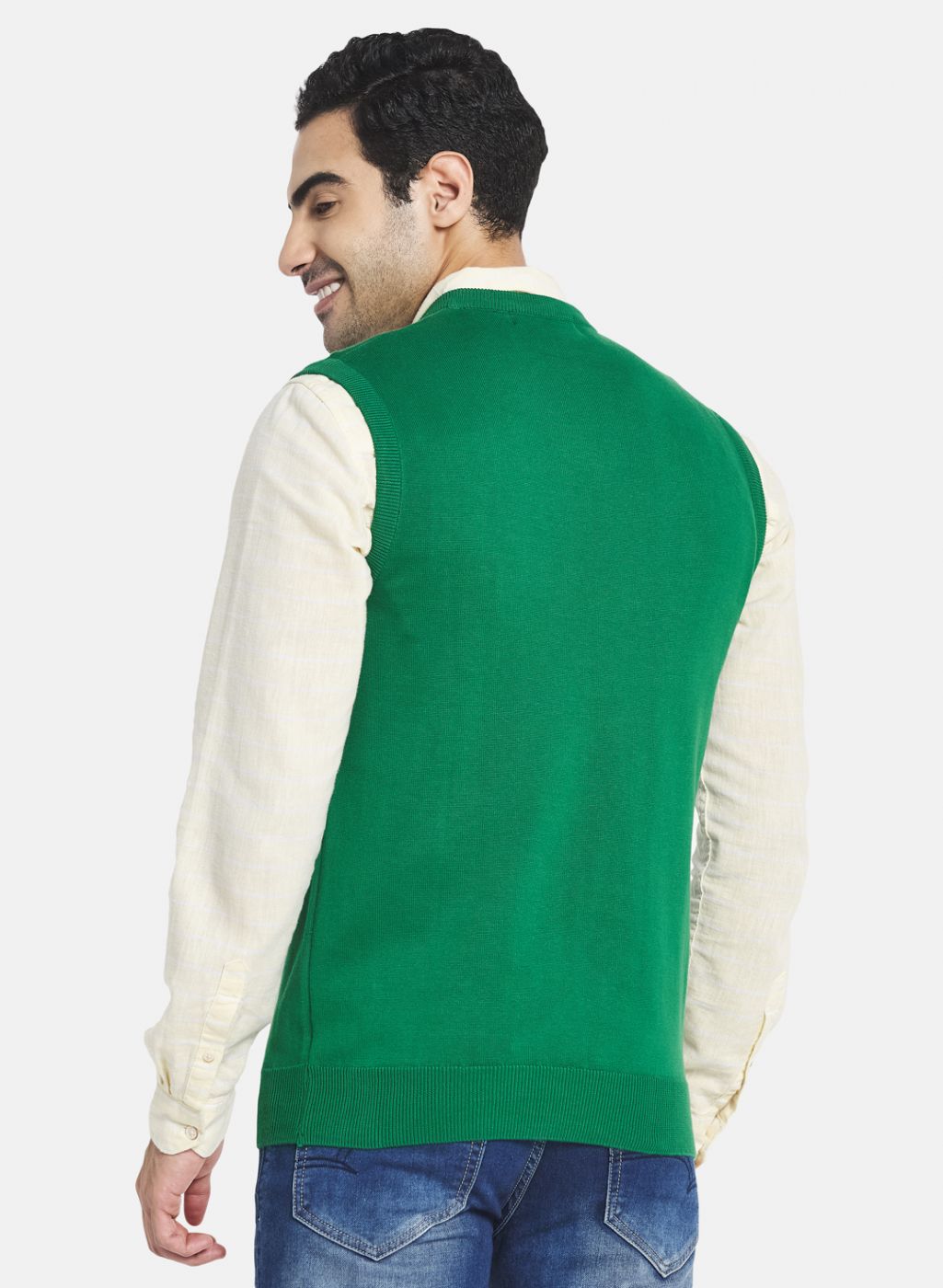 Men Green Solid Sweater