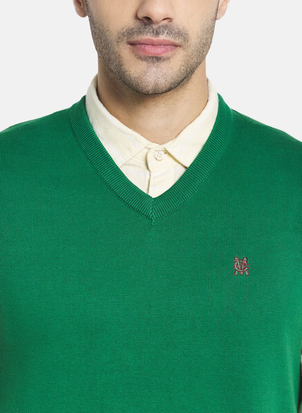 Men Green Solid Sweater