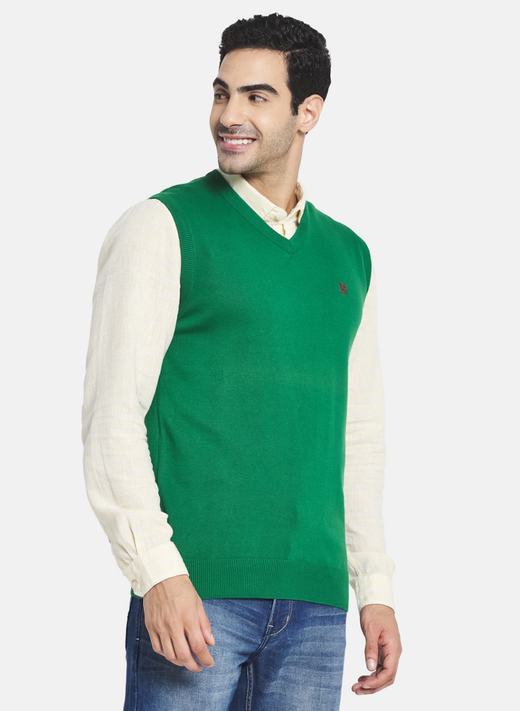 Men Green Solid Sweater