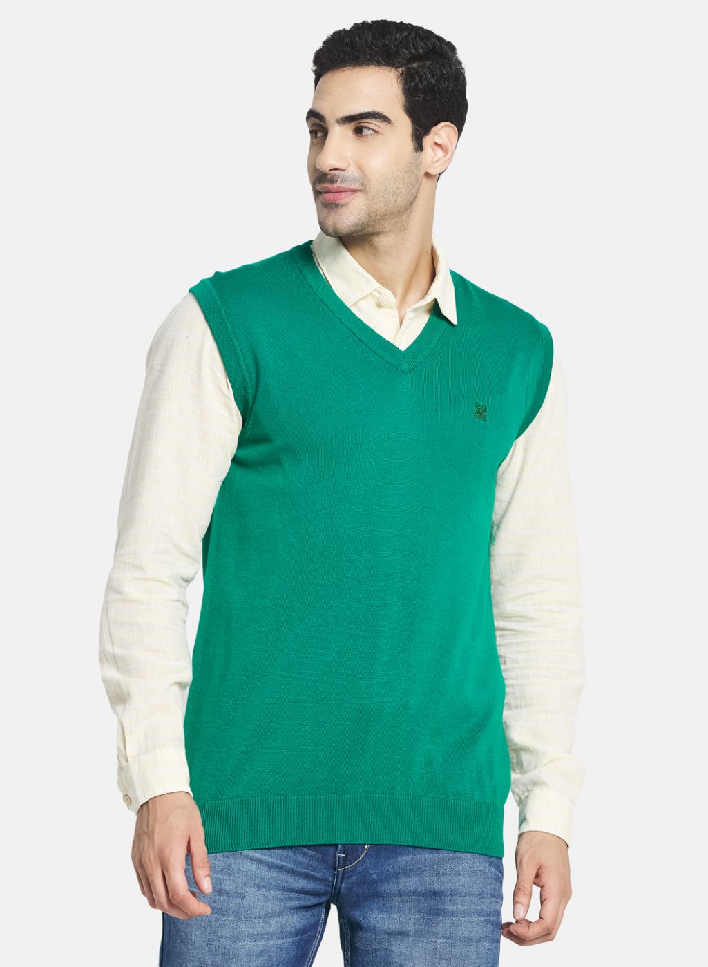 Men Green Solid Sweater