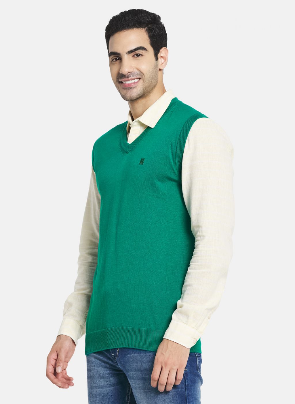 Men Green Solid Sweater