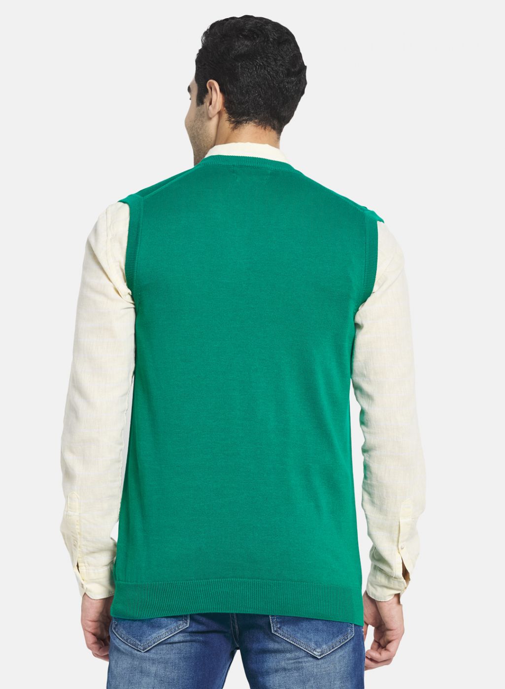 Men Green Solid Sweater