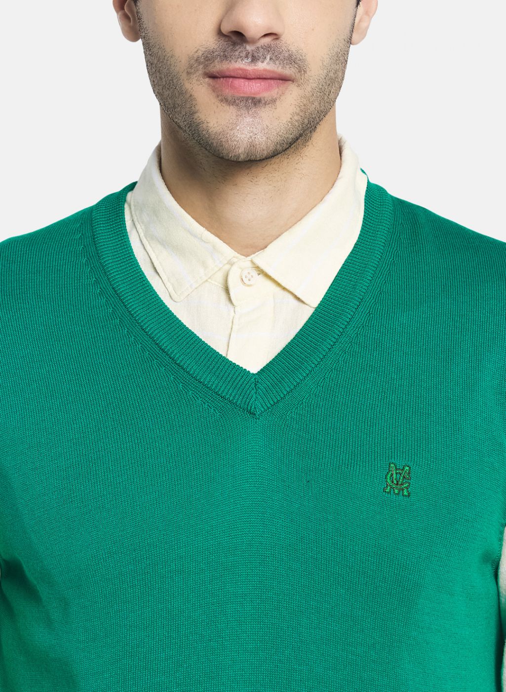 Men Green Solid Sweater