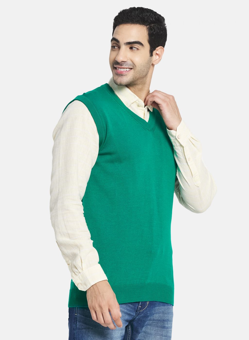 Men Green Solid Sweater