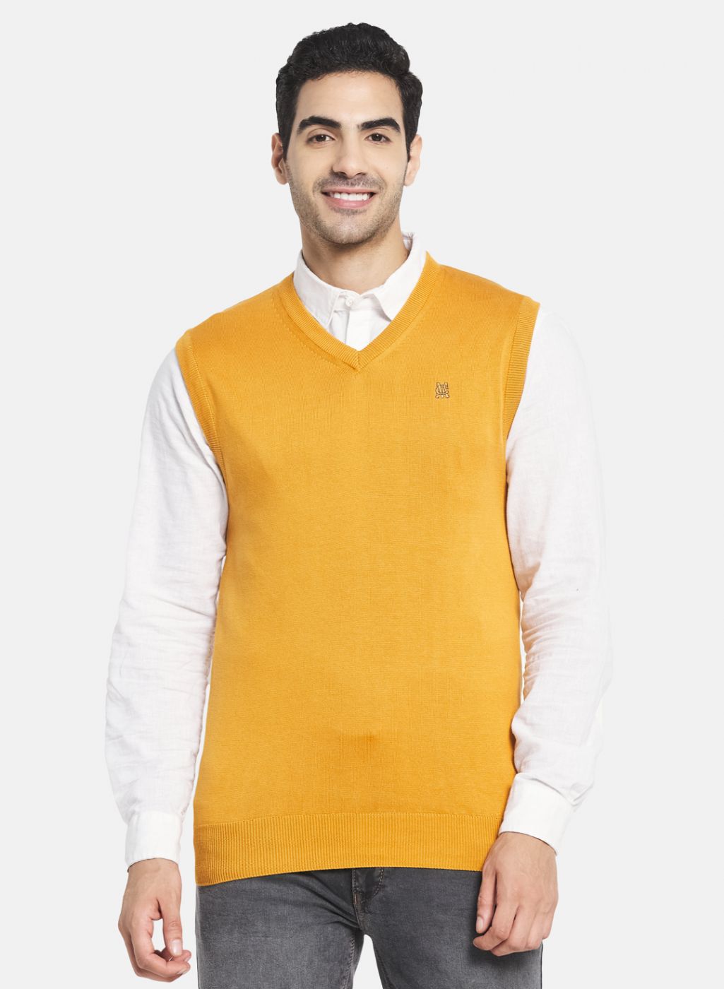 Men Yellow Solid Sweater