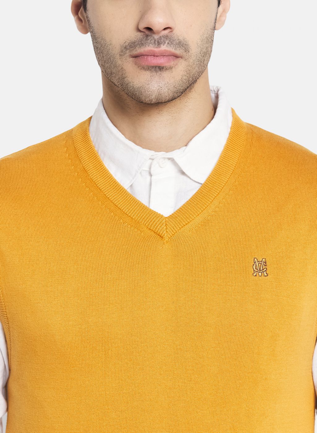 Men Yellow Solid Sweater