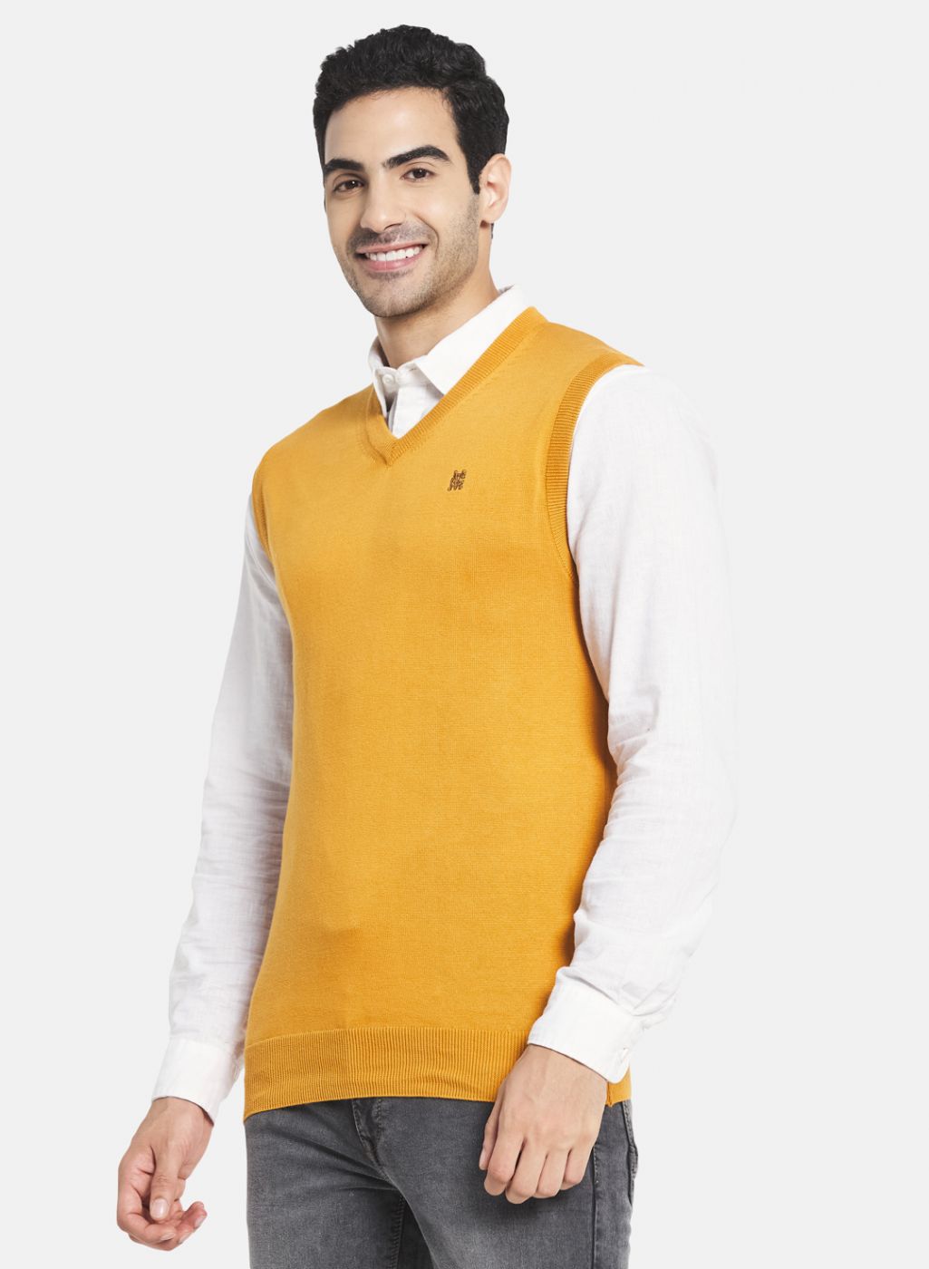 Men Yellow Solid Sweater