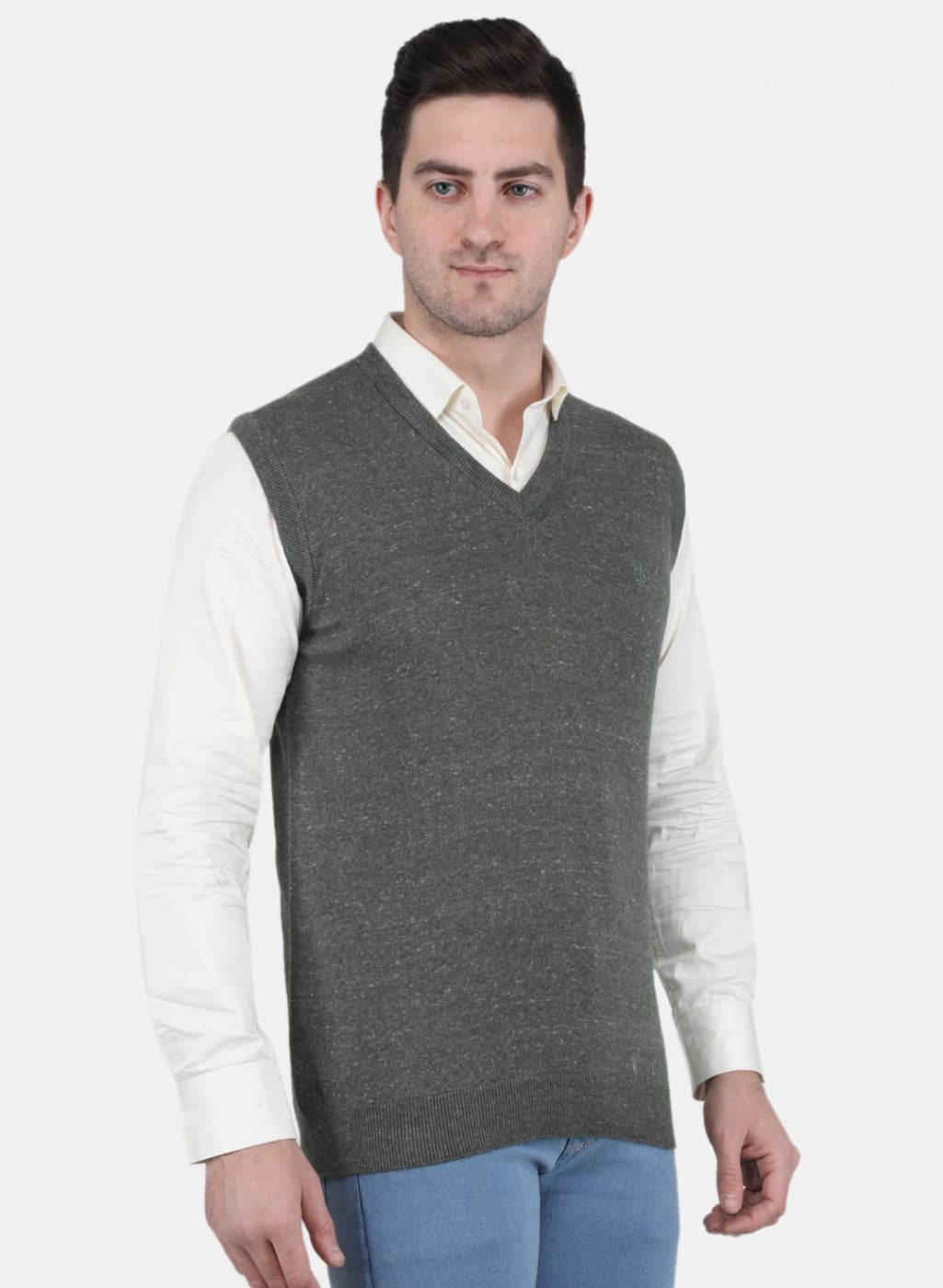 Men Olive Solid Sweater