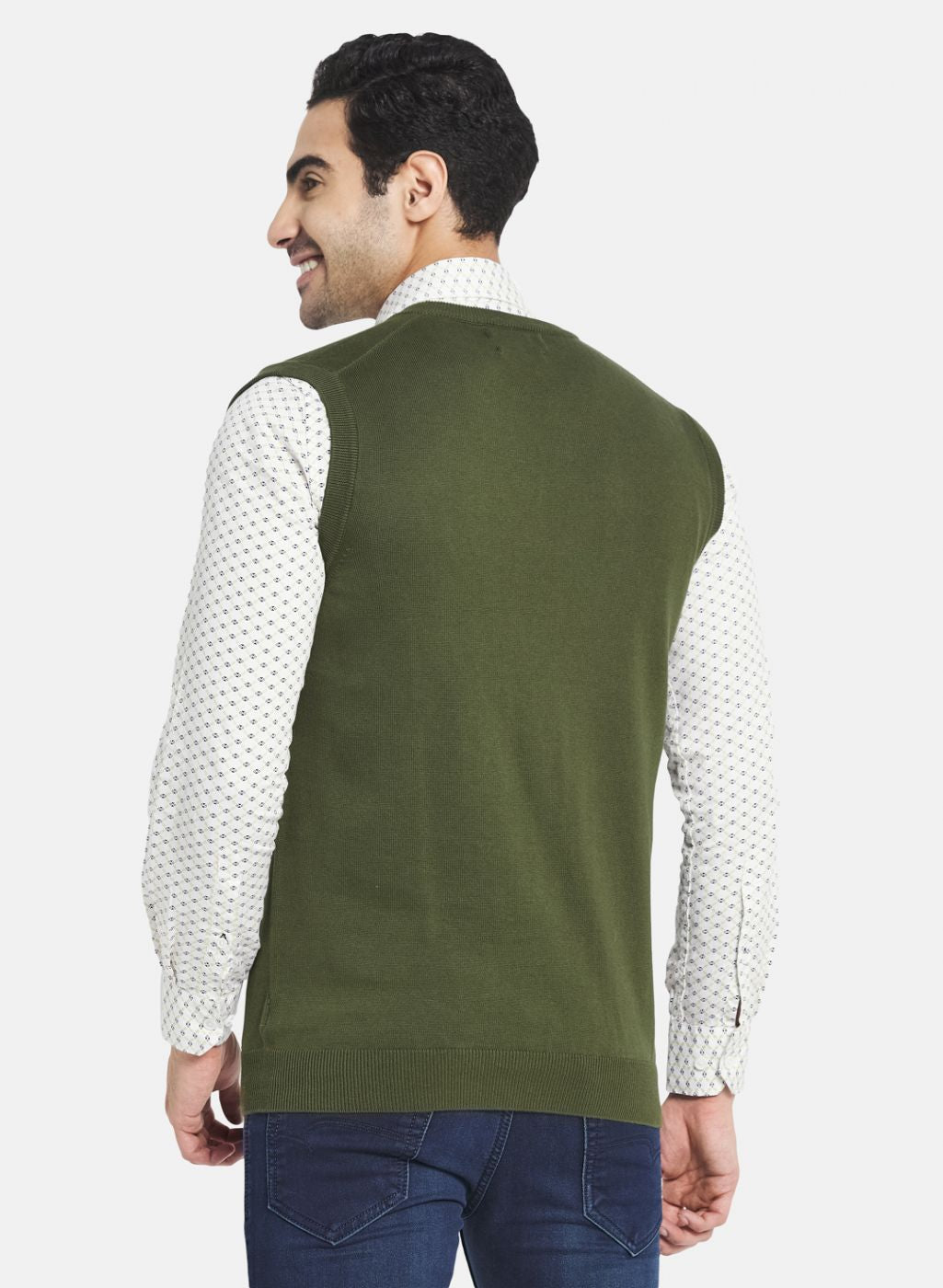 Men Olive Solid Sweater