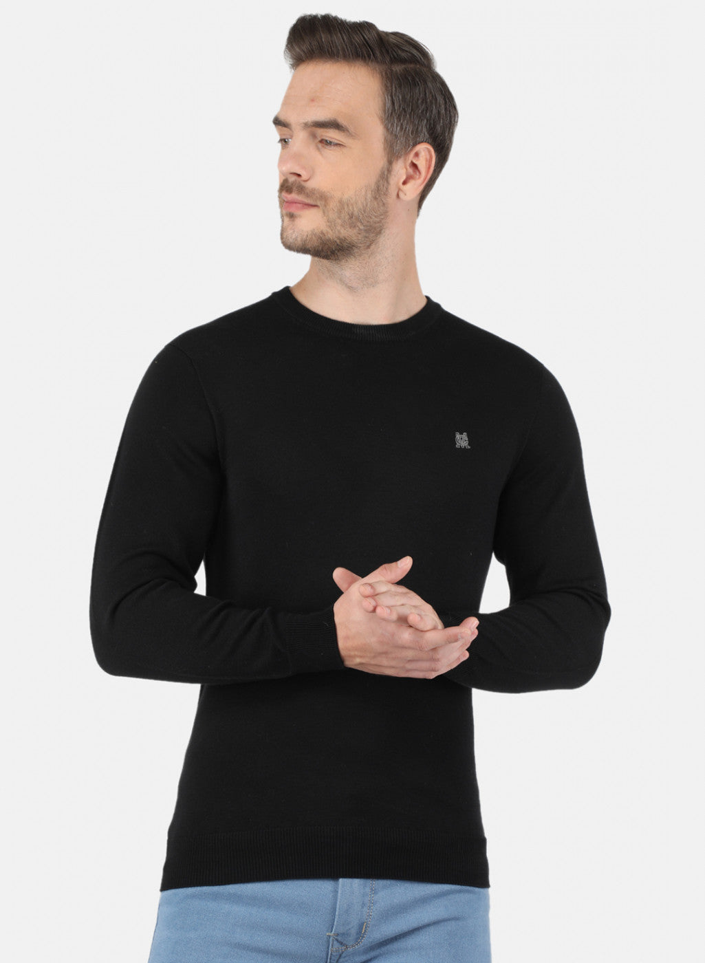 Men Black Solid Pullover