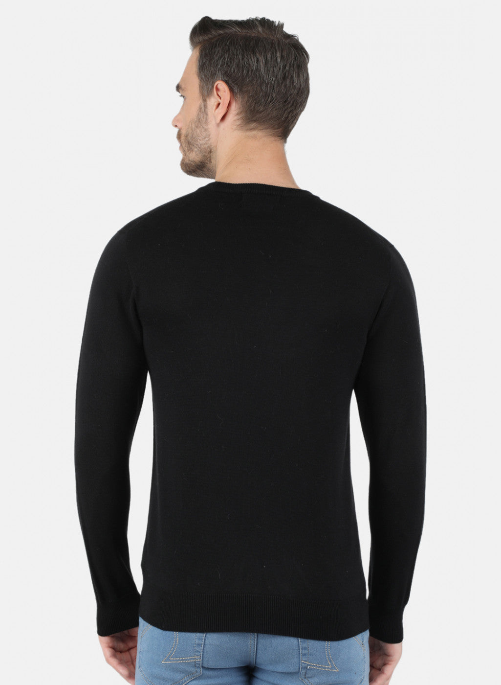 Men Black Solid Pullover