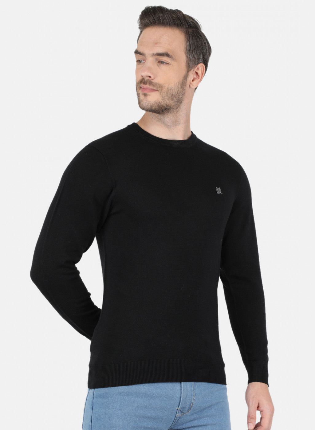 Men Black Solid Pullover