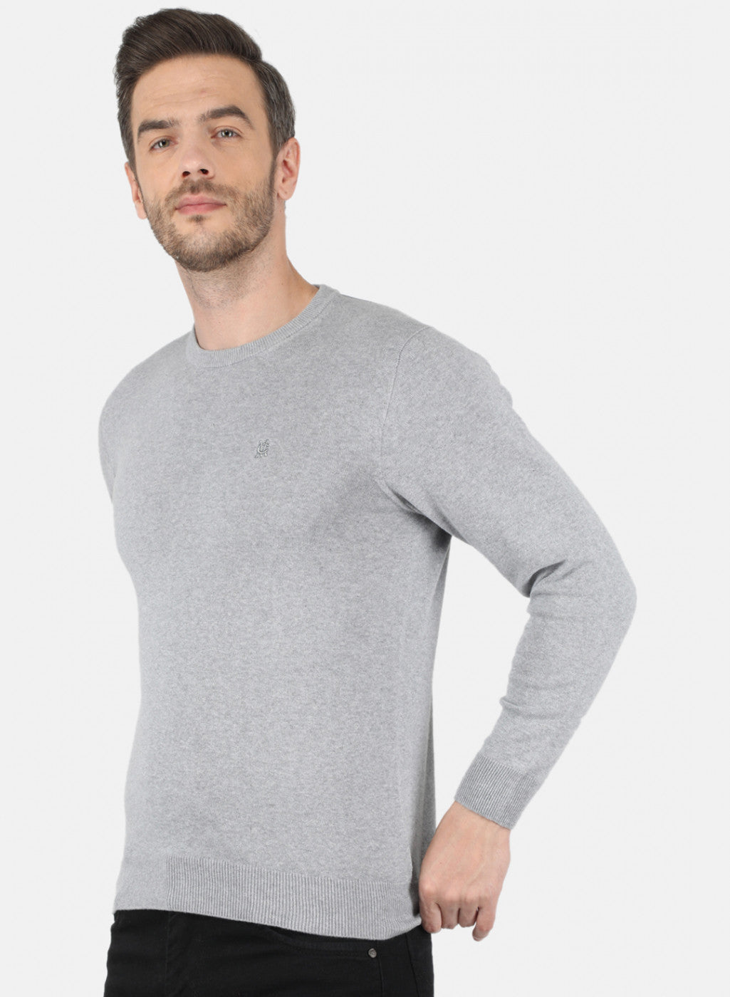 Men Grey Solid Pullover