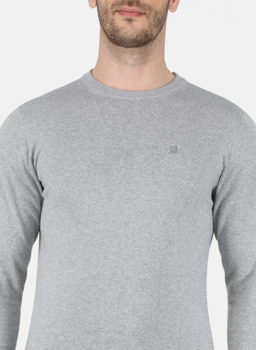 Men Grey Solid Pullover